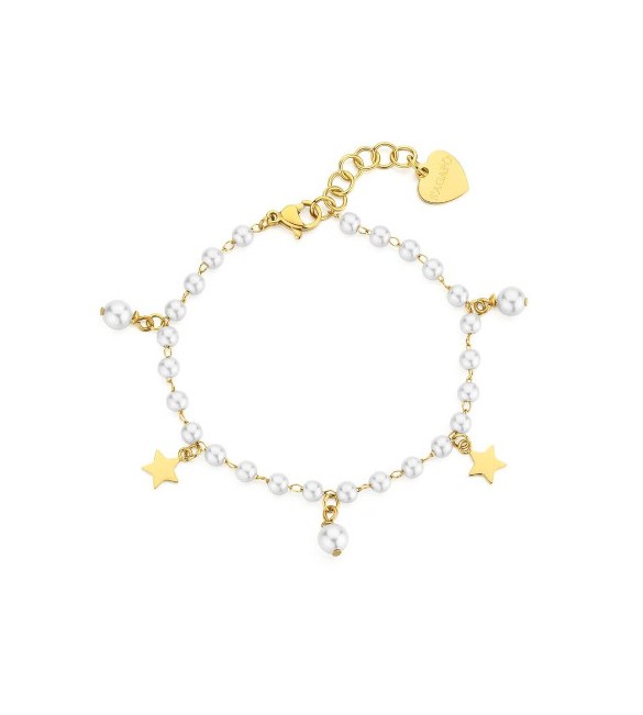 Bracciale Donna Gioielli S\'agapò Wisdom in acciaio pvd oro con Perle swi12