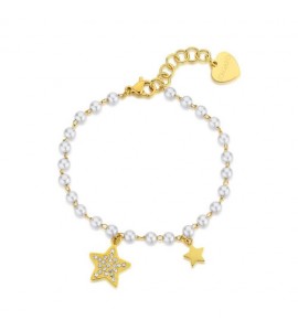 Bracciale Donna Gioielli S\'agapò Wisdom in acciaio pvd oro con Perle swi14
