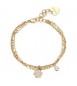 Bracciale Donna Gioielli Sagapò Aurora in acciaio pvd oro due fili con Fiore e cristalli sar47