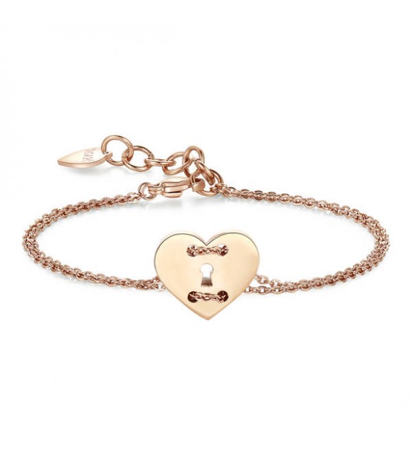 Bracciale Donna Gioielli Sagapò Be My Always in acciaio 316L pvd oro rosa con Cuore sbm43
