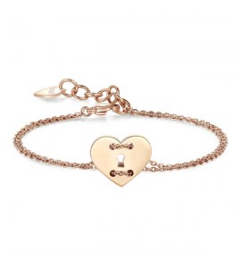 Bracciale Donna Gioielli Sagapò Be My Always in acciaio 316L pvd oro rosa con Cuore sbm43