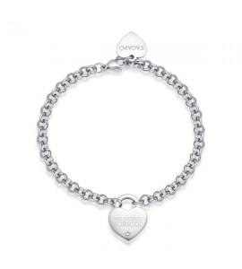 Bracciale Donna Gioielli Sagapò Be My Always in acciaio con Cuore cristallo e incisione Nel Dubbio Sorridi sbm79