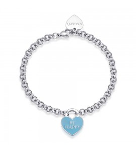 Bracciale Donna Gioielli Sagapò Be My Always in acciaio con Cuore smalto Tuchese e incisione Be Happy sbm86