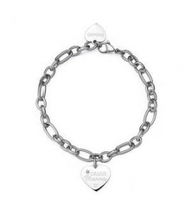 Bracciale Donna Gioielli Sagapò Be My Family in acciaio con Cuore e incisione Grazie Mamma sby015