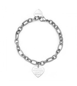 Bracciale Donna Gioielli Sagapò Be My Family in acciaio con Cuore e incisione L\'amore tra nonna e nipote è per sempre sby019