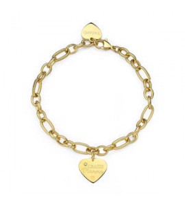 Bracciale Donna Gioielli Sagapò Be My Family in acciaio pvd oro con Cuore e incisione Grazie Mamma sby016