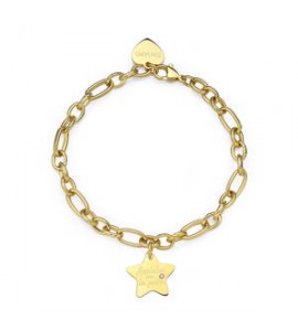 Bracciale Donna Gioielli Sagapò Be My Family in acciaio pvd oro con Stella e incisione Amiche per la pelle sby023