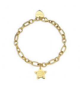 Bracciale Donna Gioielli Sagapò Be My Family in acciaio pvd oro con Stella e incisione Brindiamo ai tuoi 18 anni sby025