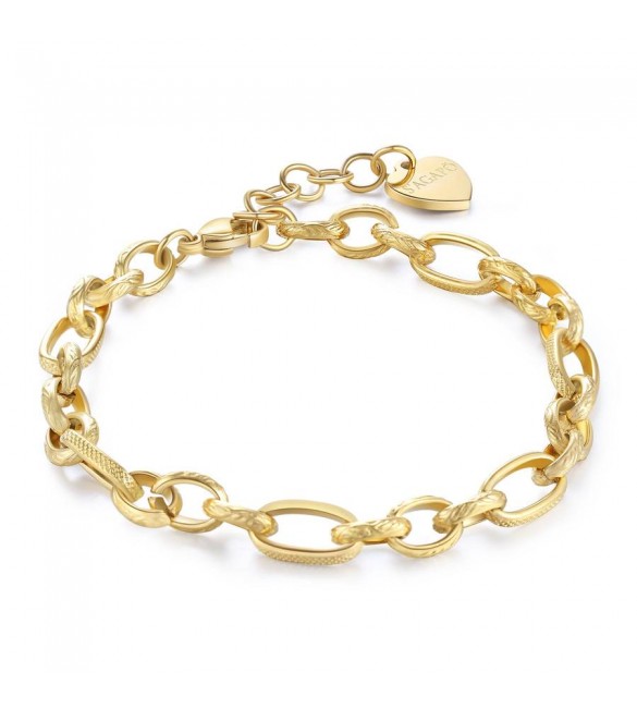 Bracciale Donna Gioielli Sagapò Chunky in acciaio pvd oro catena shk26