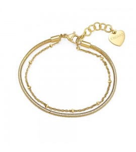 Bracciale Donna Gioielli Sagapò Chunky in acciaio pvd oro doppia catena shk24