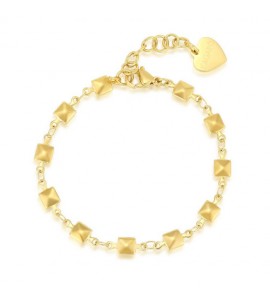 Bracciale Donna Gioielli Sagapò Chunky in acciaio pvd oro maglia con borchie shk32