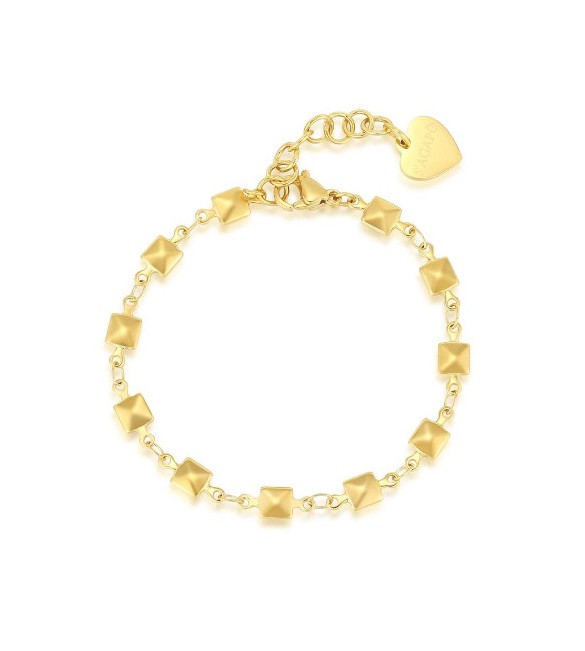 Bracciale Donna Gioielli Sagapò Chunky in acciaio pvd oro maglia con borchie shk32