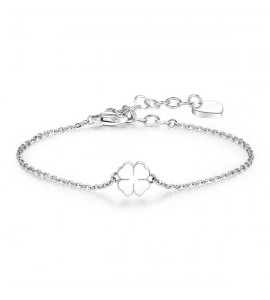 Bracciale Donna Gioielli Sagapò Click in acciaio 316L con Quadrifoglio sck10