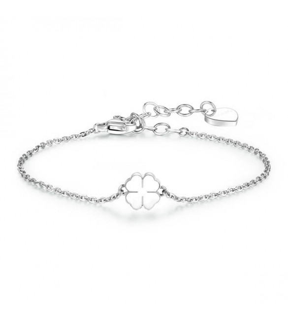 Bracciale Donna Gioielli Sagapò Click in acciaio 316L con Quadrifoglio sck10