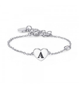 Bracciale Donna Gioielli Sagapò Click in acciaio con Cuore e iniziale A sck118