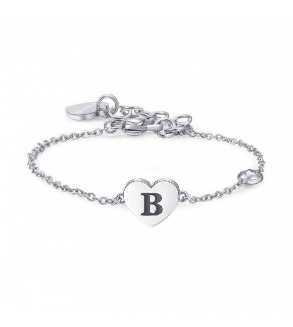 Bracciale Donna Gioielli Sagapò Click in acciaio con Cuore e iniziale B sck119