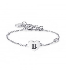 Bracciale Donna Gioielli Sagapò Click in acciaio con Cuore e iniziale B sck119