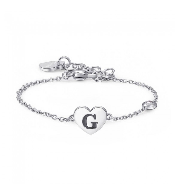 Bracciale Donna Gioielli Sagapò Click in acciaio con Cuore e iniziale G sck124