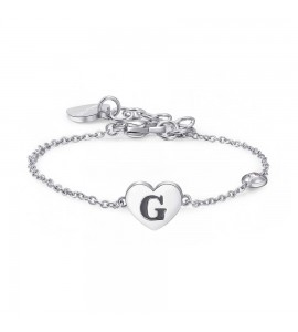 Bracciale Donna Gioielli Sagapò Click in acciaio con Cuore e iniziale G sck124