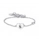 Bracciale Donna Gioielli Sagapò Click in acciaio con Cuore e iniziale S sck135