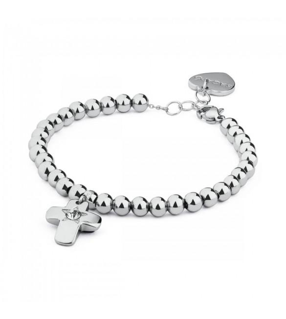 Bracciale Donna Gioielli Sagapò Estrella in acciaio 316L Croce con cristallo bianco sre19