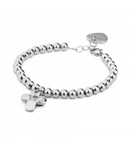 Bracciale Donna Gioielli Sagapò Estrella in acciaio 316L Croce con cristallo bianco sre19