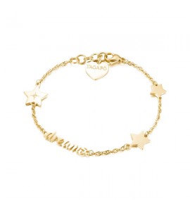 Bracciale Donna Gioielli Sagapò Fancy in acciaio 316L pvd oro con Stelle e cristallo bianco sfc12