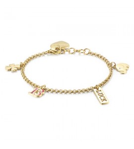 Bracciale Donna Gioielli Sagapò Get Lucky acciaio 316L pvd oro cristallo bianco smalto rosso sgy12