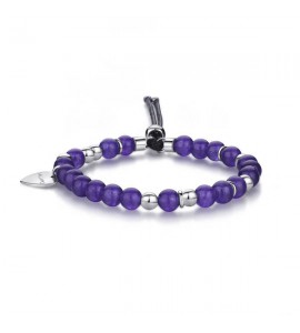 Bracciale Donna Gioielli Sagapò Happy elastico acciaio 316L agata viola shai08