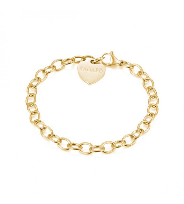 Bracciale Donna Gioielli Sagapò Happy in acciaio 316L catena pvd oro shac32