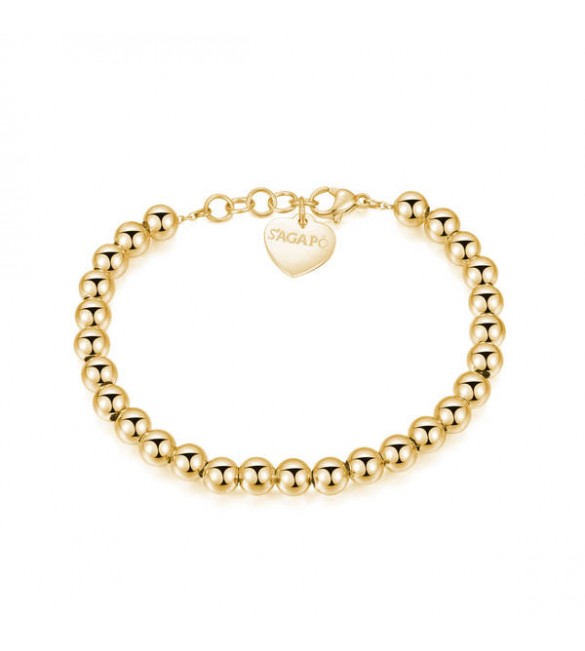 Bracciale Donna Gioielli Sagapò Happy in acciaio 316L con Sfere grandi pvd oro shac31