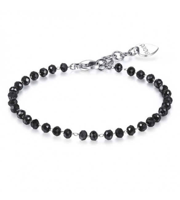 Bracciale Donna Gioielli Sagapò Happy in acciaio e vetro nero shac49