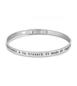 Bracciale Donna Gioielli Sagapò Happy rigido in acciaio 316L con scritta Ciò che è destinato a te troverà il modo di raggiungert