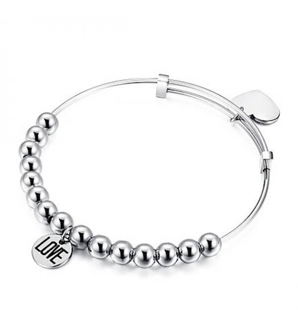 Bracciale Donna Gioielli Sagapò Happy rigido in acciaio 316L Cuore shad05