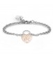 Bracciale Donna Gioielli Sagapò Lockme in acciaio e pvd oro rosa con cuore con scritta La mia maestra preferita e cristalli bian