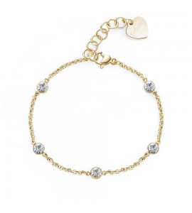 Bracciale Donna Gioielli Sagapò Luce in acciaio pvd oro con cristalli bianchi sce17