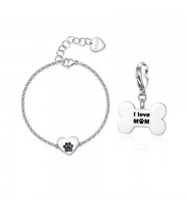 Bracciale Donna Gioielli Sagapò Me You in acciaio con Cuore e Medaglietta Cane sey16