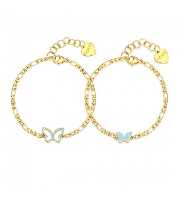 Bracciale Donna Gioielli Sagapò Me You in acciaio pvd oro con Farfalla e smalto sey22