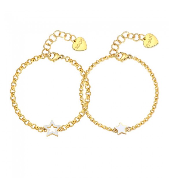 Bracciale Donna Gioielli Sagapò Me You in acciaio pvd oro con Stella e smalto sey19