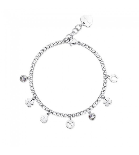 Bracciale Donna Gioielli Sagapò Message in acciaio con pendenti Fortuna ssg13