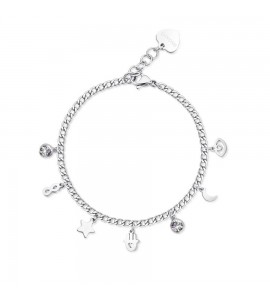 Bracciale Donna Gioielli Sagapò Message in acciaio con pendenti ssg12