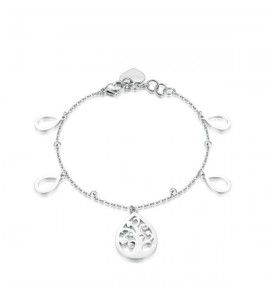 Bracciale Donna Gioielli Sagapò Rugiada in acciaio 316L con Albero Della Vita e cristalli sru13