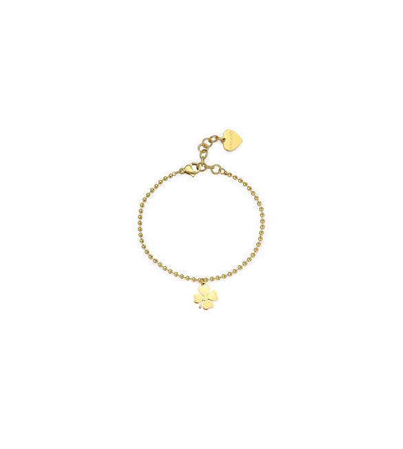 Bracciale Donna Gioielli Sagapò Smile in acciaio pvd oro con Quadrifoglio ssm016