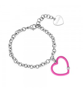 Bracciale Donna Gioielli Sagapò Vibes in acciaio con Cuore smalto svb15