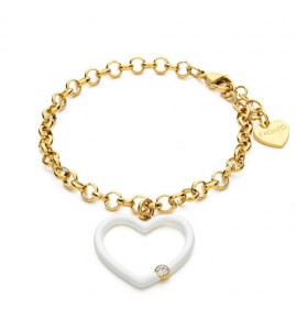 Bracciale Donna Gioielli Sagapò Vibes in acciaio pvd oro con Cuore smalto svb16
