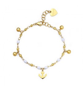 Bracciale Donna Gioielli Sagapò Vibes in acciaio pvd oro con pendenti ancora svb60