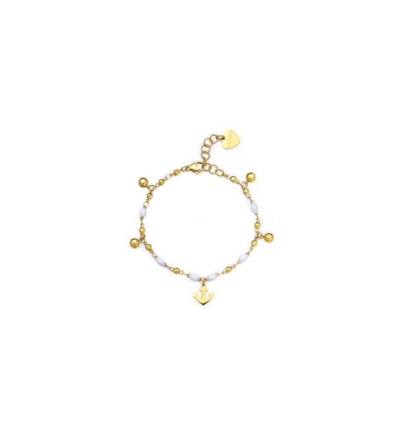 Bracciale Donna Gioielli Sagapò Vibes in acciaio pvd oro con pendenti ancora svb60