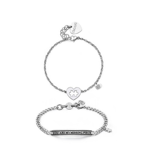 Bracciale Donna Uomo Gioielli S\'agapò Me You in acciaio Puzzle sey23