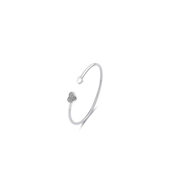 Bracciale Rigido Donna Gioielli Sagapò Click in acciaio con cuori cristalli bianchi sck242