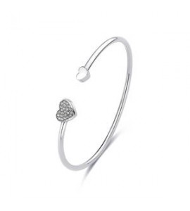 Bracciale Rigido Donna Gioielli Sagapò Click in acciaio con cuori cristalli bianchi sck242